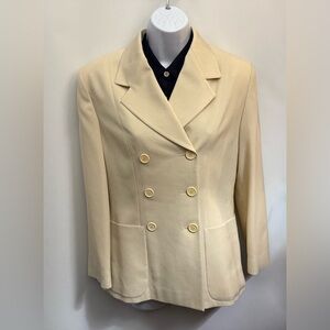 ESSENTIAL Made In Italy Blazer Women EU42 US 10 Double Breasted Suit Wool Blend